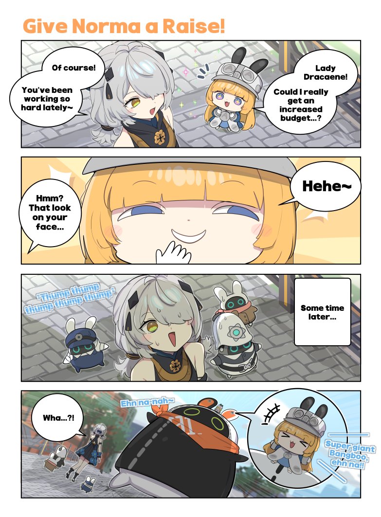 ZZZ_EN's tweet photo. [ZZZZ] Issue 35 | Give Norma a Raise!

※ Thank you, Yeon (연 선생님 @chinchilla_yeon) for producing this four panel comic.

#zzzero #Norma https://t.co/1js0x7Jk6D