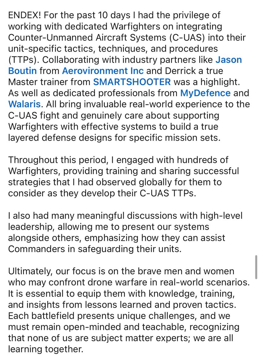 YoYInvestor's tweet photo. $ONDS “NEW” EMPLOYEE SPOTLIGHT: ADAM WIRTH, DIRECTOR OF BUSINESS DEVELOPMENT AT ONDAS SENTINEL👊🏼 

The DZYNE acquisition wasn’t just about adding technology, it was about adding operational expertise and talent. 

As I’ve been reading through the backgrounds of the people joining $ONDS, one individual who stands out is Adam Wirth, Director of Business Development of the newly-formed Ondas Sentinel. 

Adam spends a lot of his time working directly with U.S. military units, helping integrate Counter-UAS capabilities into real-world operations, training warfighters, and gathering feedback from the people who actually use these systems.

It’s very hard to replicate this perspective and experience. 

Reading his recent posts, one theme comes through consistently: capability over marketing.

Rather than relying on fancy pitch decks, Adam has repeatedly advocated for side-by-side demonstrations where competing systems are evaluated under identical conditions while letting performance speaks for itself. 

He also emphasizes continuous product improvement driven by direct feedback from operators in the field, something he is clearly passionate about. 

The DZYNE acquisition strengthens the $ONDS technology portfolio no doubt,  but just as important are the people joining the company… the leaders who understand not only how these technologies work, but how they’re actually used by our warfighters.

Technology is obviously important, but operational experience builds credibility that is invaluable. 

When you combine world class products with leaders who have spent years working alongside the brave men and women they’re designed to support, that creates something much more difficult for competitors to replicate.

This is easily one of the most valuable aspects of the DZYNE acquisition. 

These are the kind of folks I am thrilled to have joining the $ONDS family 👊🏼

@OndasHoldings @CeoOndas