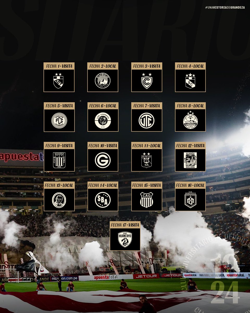 Universitario's tweet photo. Ⓤ𝗡𝗜𝗗𝗢𝗦 𝗛𝗔𝗦𝗧𝗔 𝗘𝗟 𝗙𝗜𝗡𝗔𝗟 💛

Este es nuestro fixture para el Clausura 2️⃣0️⃣2️⃣6️⃣. 

#UnaHistoriaDeGrandeza https://t.co/mphdTZNeCk
