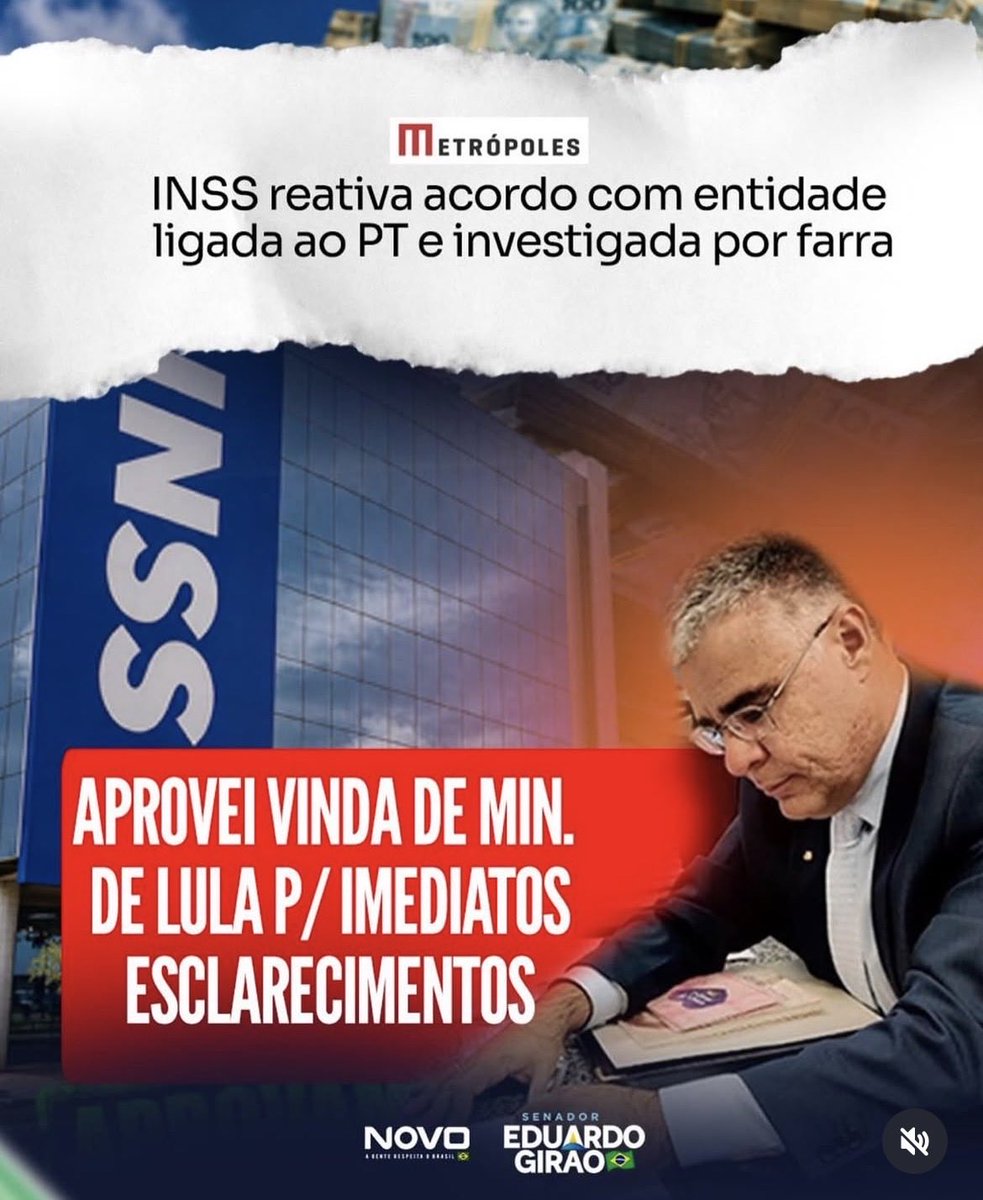 EduGiraoOficial's tweet photo. TBÉM QUERO SABER S/INFLUÊNCIA DO PRES SENADO NA NOMEAÇÃO DO PRES INSS…

#acordabrasil

PT saudações? Pois é;a Polícia Federal acaba de sugerir que a nomeação do Presidente do INSS era de “importância” para o ex presidente do @senadofederal , Rodrigo Pacheco. Em relatório da Corporação , a PF diz que Pacheco teria  se reunido com o agora foragido Presidente da CONAFER -associação investigada na fraude B1L10N4R14 contra aposentados e pensionistas brasileiros - em 2023 para discutir a indicação da chefia da autarquia…

Sim, antes  dessas revelações já tínhamos aprovado- por unanimidade-  requerimentos de minha autoria na Comissão de Transparência, Fiscalização e Controle da Casa Revisora da República para convidar a presidente do INSS, Ana Cristina Viana Silveira, além  do ministro da Previdência Social, Wolney Queiroz, a prestarem esclarecimentos sobre a retomada do Acordo de Cooperação Técnica nº 2/2022 entre o INSS e a CONTAG. O objetivo é esclarecer os motivos da decisão, diante das investigações sobre descontos associativos irregulares em benefícios previdenciários, garantindo transparência e a proteção dos aposentados e pensionistas. Que a Verdade, a Justiça e o bom senso triunfem em nossa Nação com Jesus no comando. Sempre! Paz & Bem