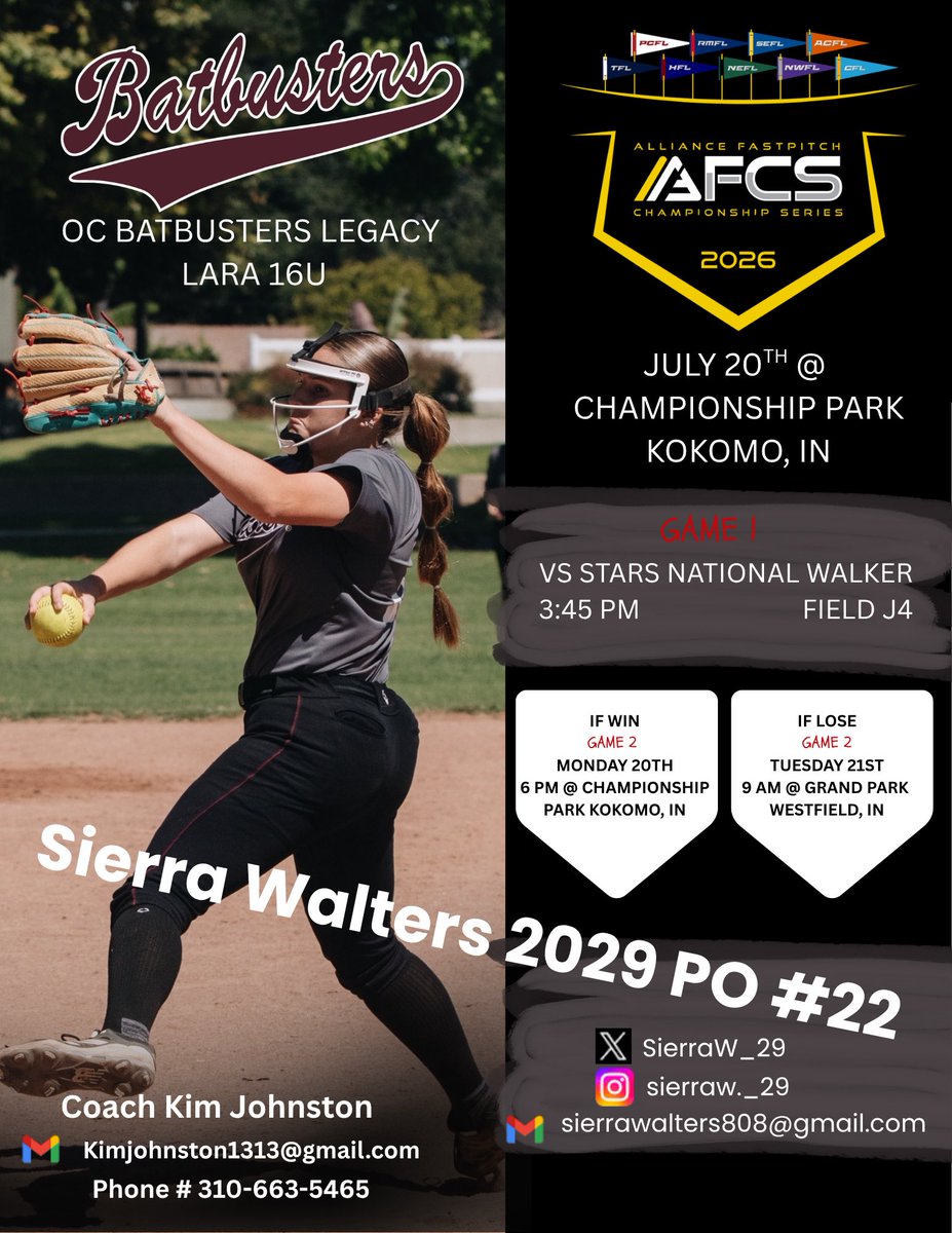 SierraW_29's tweet photo. Heading to Indiana for the Alliance Fastpitch Championship Series! Can’t wait to compete with my team! https://t.co/TfdE5ZIj0Y