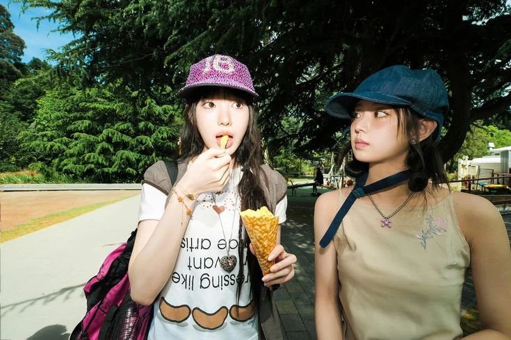 luv2hye's tweet photo. As a fan of both groups, I think their concepts are different, even if they share the same Y2K foundation. NewJeans has a more modern, nostalgic, and minimalist aesthetic, while KiiiKiii leans into a more nostalgic, quirky, and experimental style. https://t.co/iSxi9Q0PIz