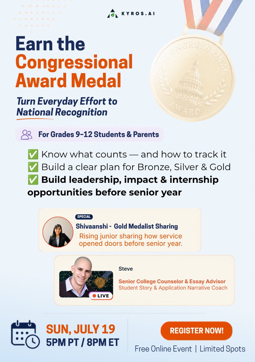 rjpen232's tweet photo. Reserve your slot today:
https://t.co/4lqqI6WFX8

#CongressionalAward #CollegeAdmissions #Scholarships #HighSchoolStudents #Leadership #CommunityService #StudentSuccess #CollegePrep https://t.co/6UklZhsFIG