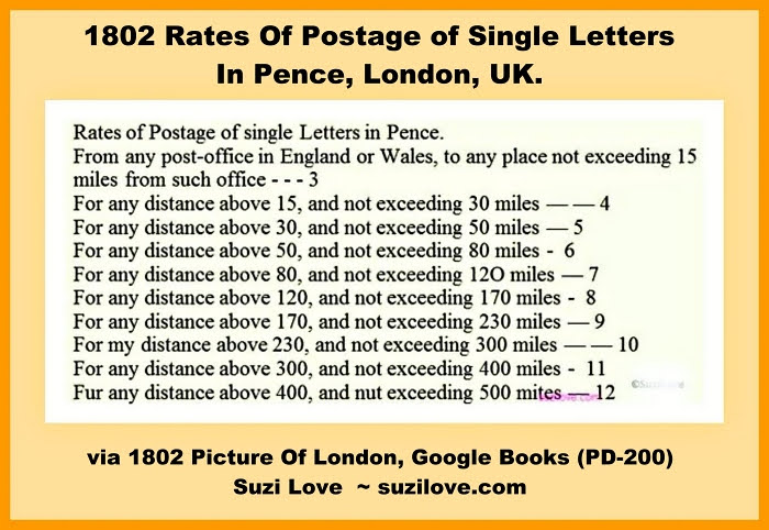 suzilove's tweet photo. Rates of Postage of single Letters in Pence In Great Britain in Jane Austen's times. #Regencyera #JaneAusten #postage #Britishhistory https://t.co/FUY4mz3HJF https://t.co/5Tpt2nOCbY