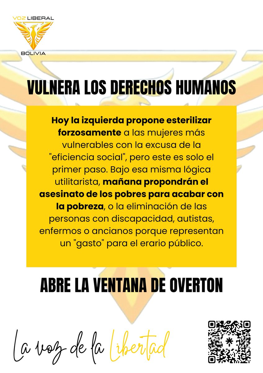 VozLiberalBo's tweet photo. RECHAZAMOS LA ESTERILIZACIÓN FORZOSA

El proyecto del diputado de UN, Néstor Rodríguez Céspedes, busca la esterilización obligatoria de mujeres en situación de vulnerabilidad.
EL CUERPO NO ES PROPIEDAD DEL ESTADO

#VozLiberal #LaVOZdelaLIBERTAD
#ParaReconstruirBolivia https://t.co/XyHpriOpvT