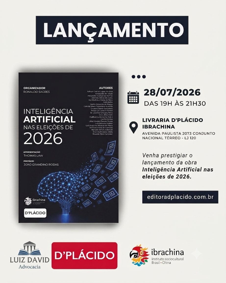 LuizDavid45's tweet photo. A participação de Luiz David na obra Inteligência Artificial nas Eleições de 2026 reforça a importância de compreender como as novas tecnologias estão transformando o processo democrático. https://t.co/rRBppWD56S