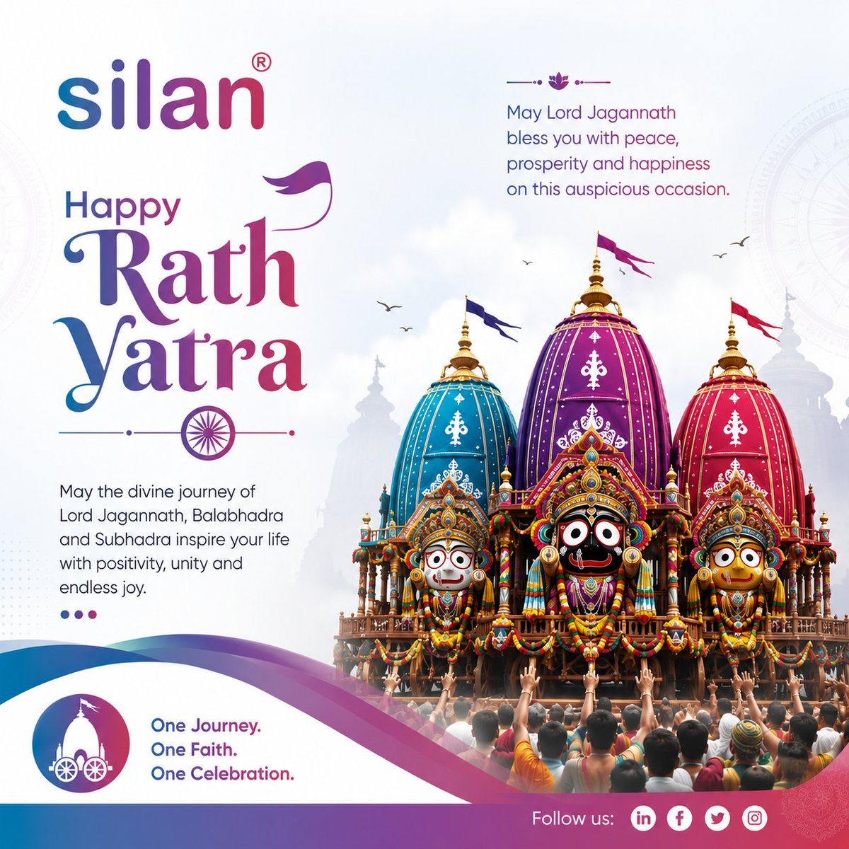 silantech's tweet photo. Wishing everyone a blessed Rath Yatra! 🙏

May Lord Jagannath bless your life with happiness, prosperity, good health, and success.

Jai Jagannath! https://t.co/QK6TAT7q3j