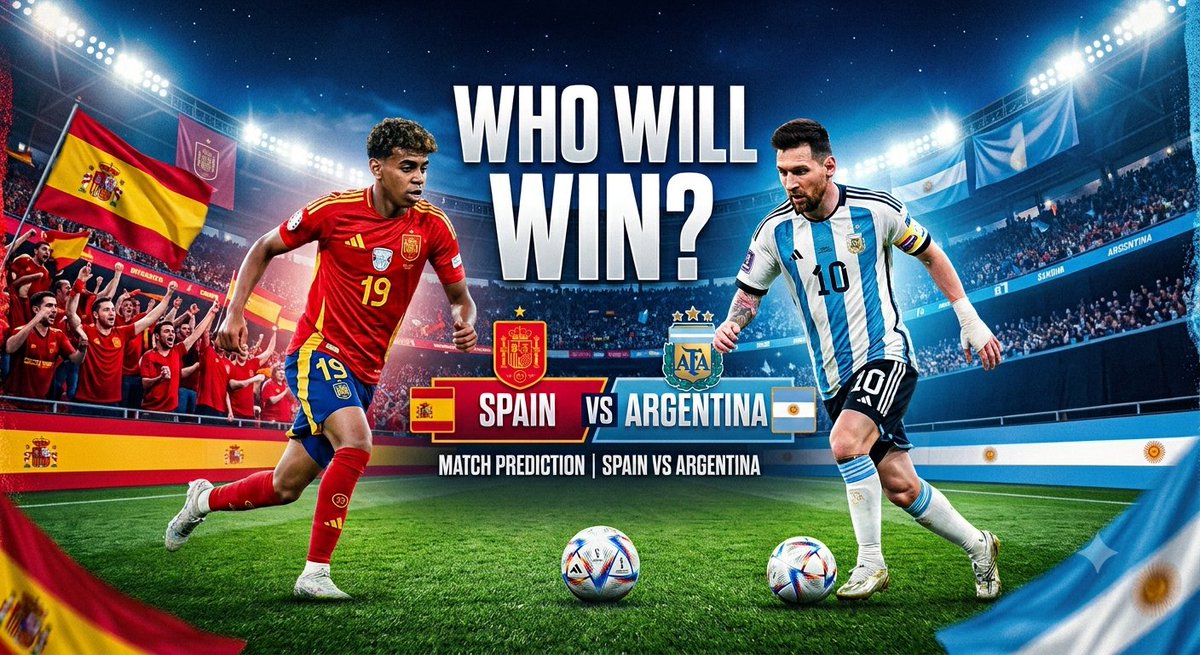 ZONEXVIRAL's tweet photo. Spain or Argentina? 🔥⚽
One's got the tiki-taka that suffocates you, the other's got that Argentine never-say-die spirit.
Who's your pick? Drop your score prediction below 👇
#SpainVsArgentina #إسبانيا_الأرجنتين #WorldCup2026 #كأس_العالم https://t.co/o4jj7D1dGs