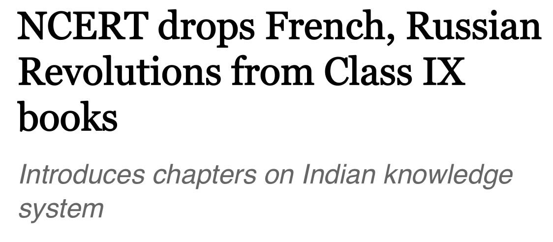 sanjayuvacha's tweet photo. The preambular promises of Liberty, Equality & Fraternity in our Constitution came from the French Revolution. There is a straight line from the Russian revolution to our directive principles of state policy. Removing international historical context which influenced Indian thinking, from our text books, is an invitation to stunted minds and limited vision.