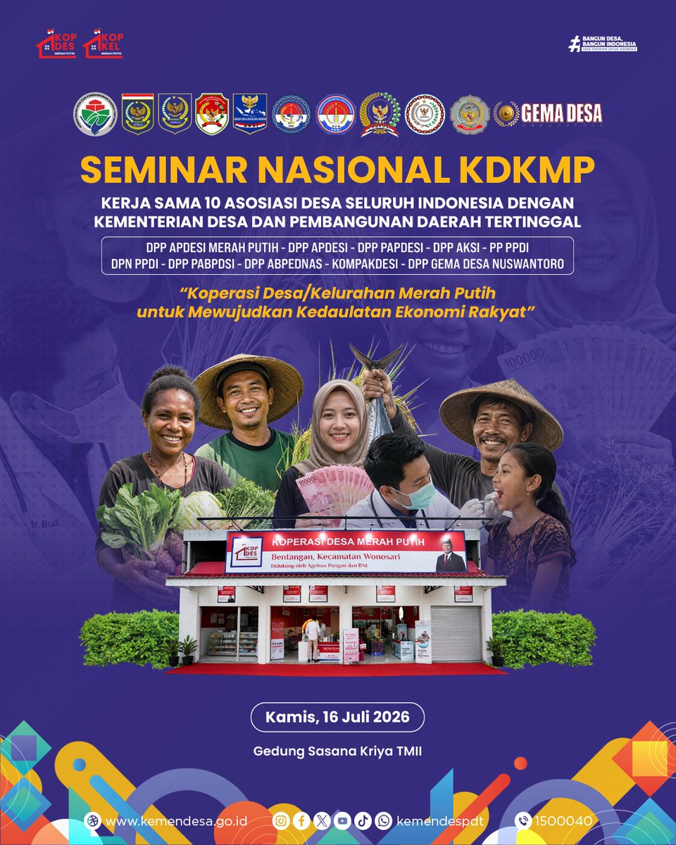 SyaifulKarim8's tweet photo. Koperasi Desa/Kelurahan Merah Putih untuk Mewujudkan Kedaulatan Ekonomi Rakyat

Seminar Nasional KDKMP TMII 2026

@Prabowo
@YandriSusanto27
@ArizaPatria
@KemensetnegRI
@KemendesaPDT

#SeminarNasionalKDKMP
#KementerianDesaPDT
#BPSDMKementerianDesaPDT https://t.co/v8cApa9yM9
