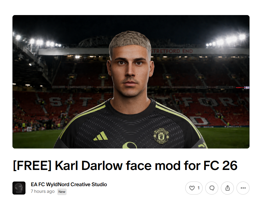 fcmodnews's tweet photo. [FREE] FC26 Face mod Karl Darlow (Man Utd) by @nordswildlife
Download : https://t.co/i3p6SzGnQa https://t.co/hWsxV2M7cH