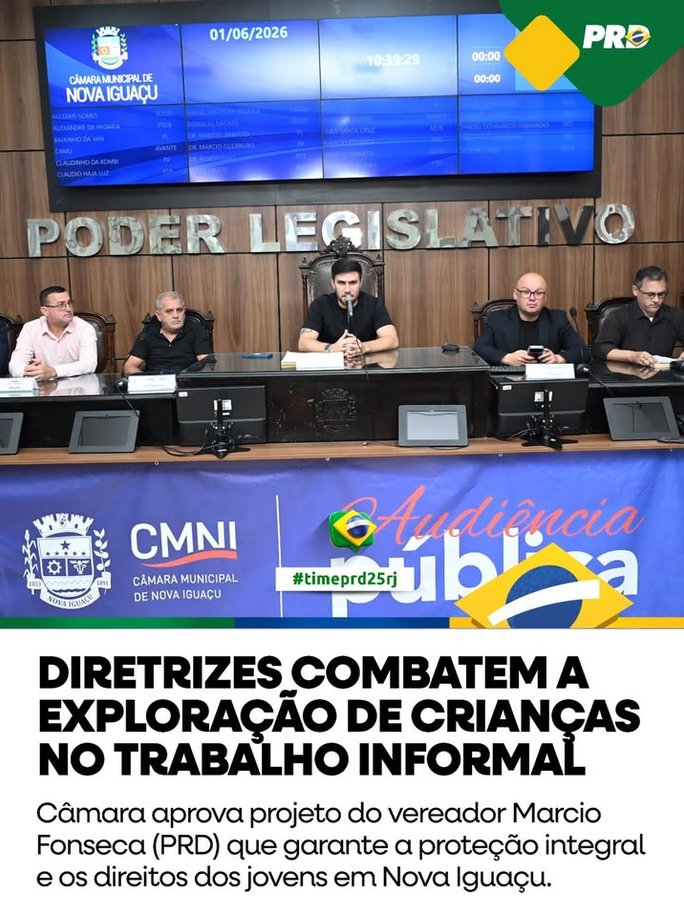 prd25_rj's tweet photo. Mais uma conquista do #PRD25RJ em defesa da infância e da juventude!
Em Nova Iguaçu, a Câmara aprovou o projeto @ver.marciofonseca que estabelece diretrizes para combater a exploração de crianças no  trabalho informal, reforça a proteção integral e a garantia de  direitos. https://t.co/EkU9Rhu2WQ