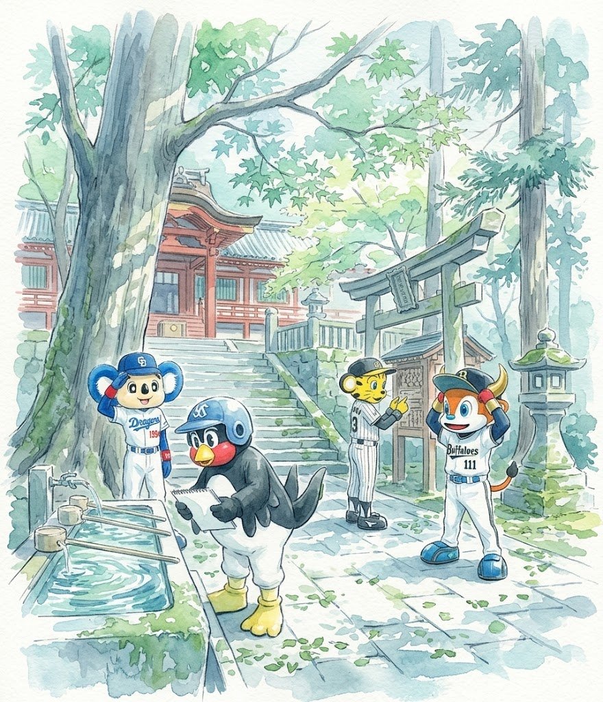 hayato_baseba11's tweet photo. 各球団のキャラが三社(伊勢神宮、石清水八幡宮、春日大社)にいます https://t.co/K4B2n6QP9u