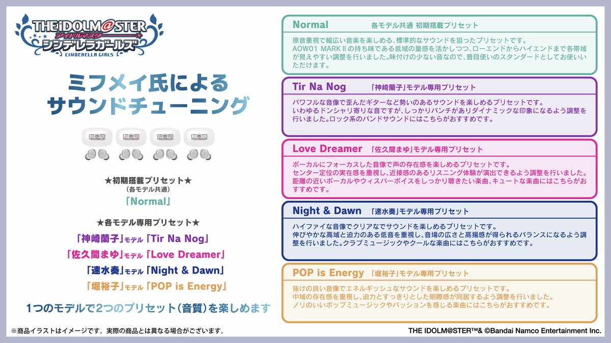 onkyodav's tweet photo. .˚⊹⁺✮••━━『アイドルマスター シンデレラガールズ』━━••✮⁺⊹˚.
第二弾 新規録り下ろしボイス搭載ワイヤレスイヤホン登場！！
明日7/17 15:00より通販サイト「ONKYO DIRECT」、秋葉原店舗「＃音アニ 1号店 」にて受注受付スタート！
https://t.co/lrcBDFS3TS

🌹「神崎蘭子」モデル　CV：#内田真礼 さん
🎀「佐久間まゆ」モデル　CV：#牧野由依 さん
🌙「速水奏」モデル　CV：#飯田友子 さん
⚡「堀裕子」モデル　CV：#鈴木絵理 さん
💎「最新機種 AOW01 MARKⅡ」 ノイズキャンセリング＆ゲームモード搭載
🎙「音声ガイダンス」 各28ワード搭載
🎼「サウンドチューニング」ミフメイ氏による各モデル毎専用プリセット（アプリ不要）
💎「描き下ろしイラストグッズ」同時販売スタート
※「シンデレラガール総選挙 2026」対象商品（ワイヤレスイヤホン含む）
💎「秋葉原店舗」＃音アニ 1号店（チェックインスポット）
https://t.co/5TWHEncPv6
💎「イヤホン受注期間」7/17（金）15:00～9/11（金）15:00
💎「協賛＆出展」IDOL WORLD SUPER FESTIVAL 2026に協賛＆出展致します
https://t.co/kocGLkpeKT
#デレマス #idolmaster #アイマス20周年イヤー #アイマスIWSF2026 #シンデレラガール総選挙2026
