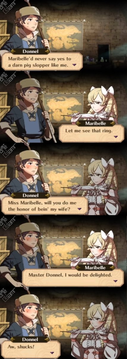 MagicMayro's tweet photo. This is literally what the Donnel and Maribelle support is in Fire Emblem Awakening https://t.co/ad513EuM4i