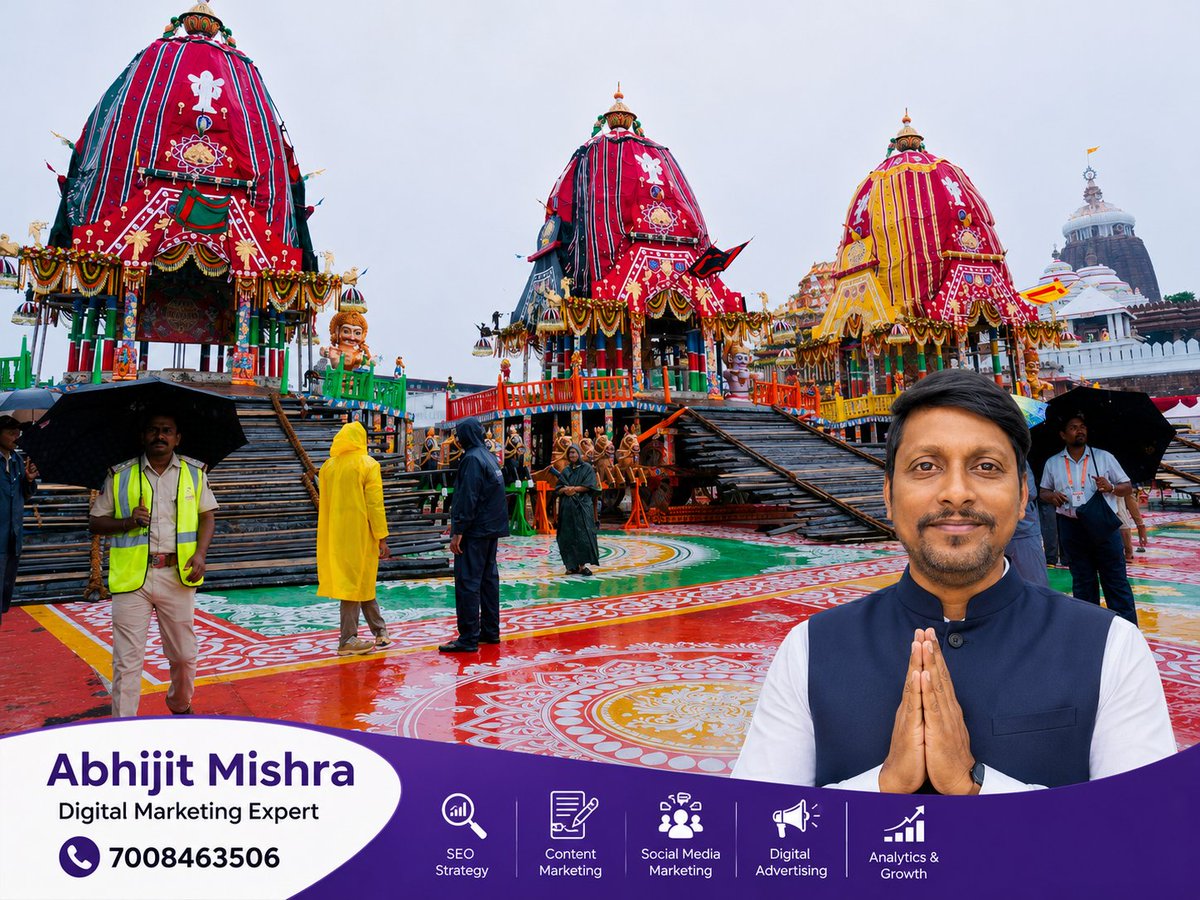 AbhijitCreative's tweet photo. ଜୟ ଶ୍ରୀଜଗନ୍��ାଥ ମହାପ୍ରଭୁ🙏🏽

ସମସ୍ତ ଶ୍ରଦ୍ଧାଳୁଙ୍କୁ ପବିତ୍ର ରଥଯାତ୍ରା ଅବସରରେ ହାର୍ଦ୍ଦିକ ଶୁଭକାମନା ⭕️❗️⭕️

#RathaJatra #JaiJagannatha #RathaJatra2026 #RathaYatra #JaiJagannath #PuriRathYatra #AbhijitMishra #DigitalMarketingExpert https://t.co/PMxNV2DskZ