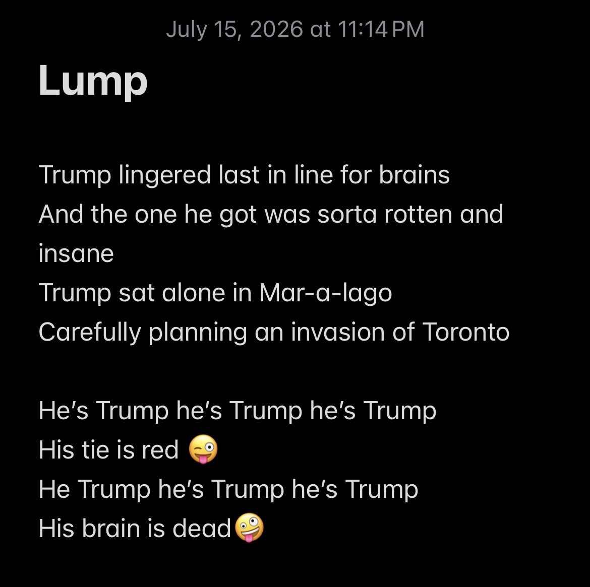 emo_luigi's tweet photo. Guys what if it was the song Lump by The Presidents of the United States of America but instead of Lump it was Trump? Has anyone else thought of this?? https://t.co/zwDMdQ5tg5