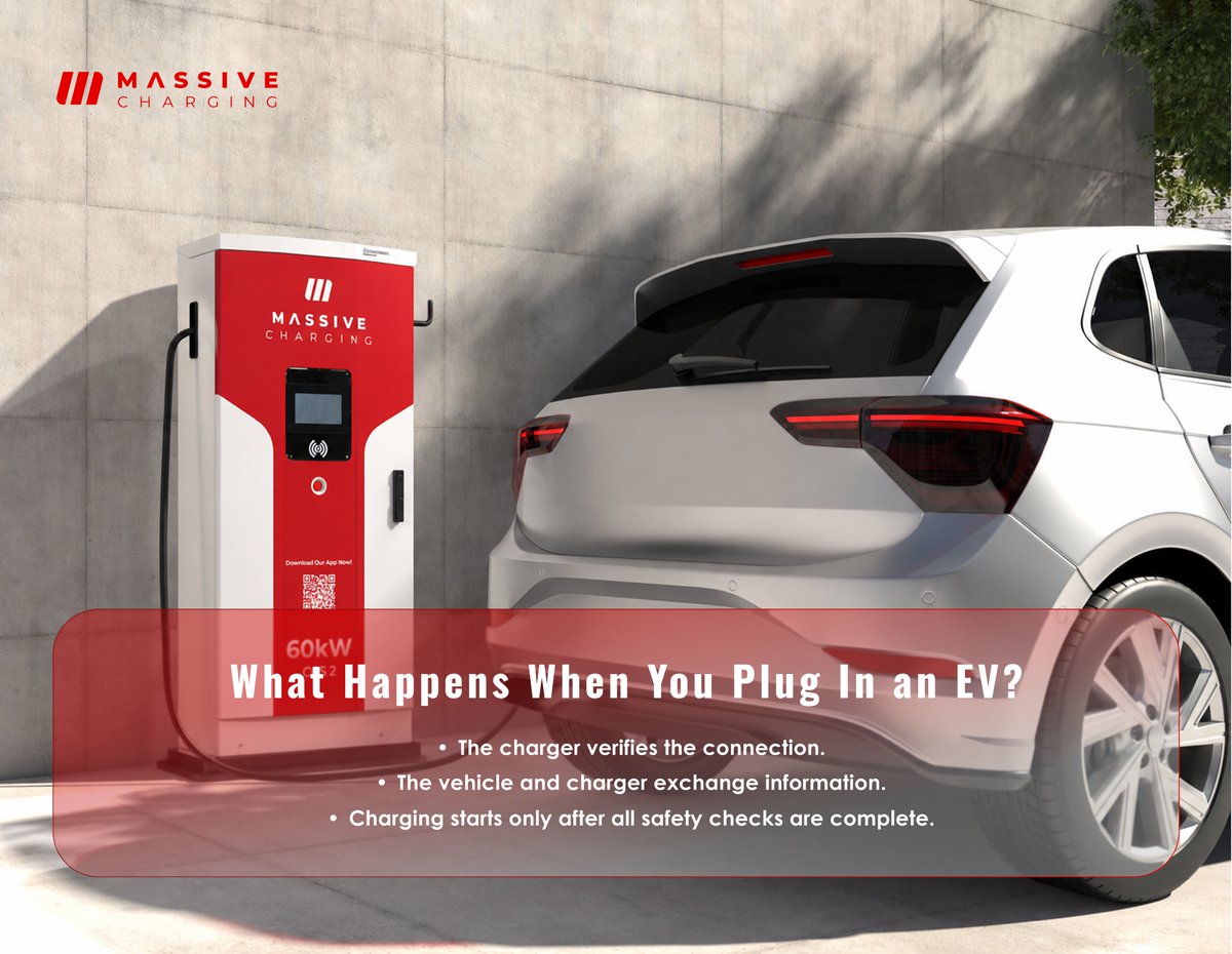 MassiveMobility's tweet photo. Before charging begins, the charger verifies the connection, exchanges information with your vehicle, and completes essential safety checks. Only then does charging start ensuring every session is safe and efficient.
#ChargingInfrastructure #EVInfrastructure #SmartCharging https://t.co/6mzkLSt41I