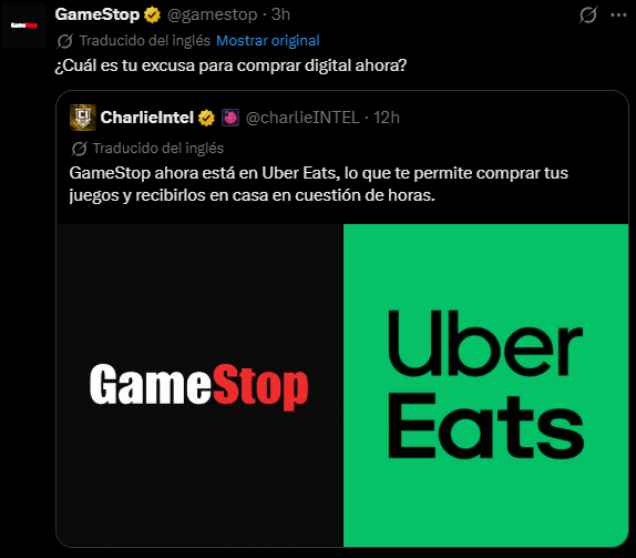 Thepxlife's tweet photo. @gamestop  Ahora venderá sus productos a traves de @UberEats https://t.co/aNsSA0Xk4d