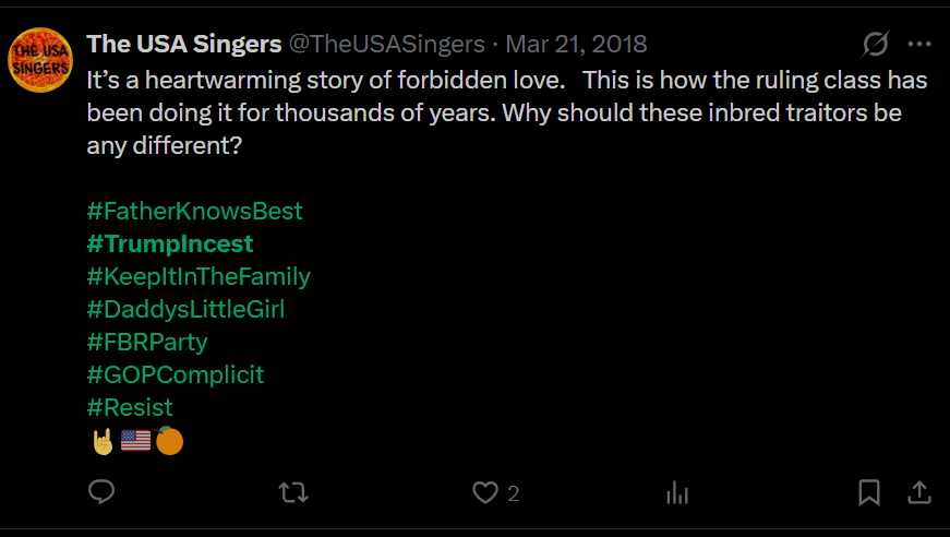 BrainWormVaxine's tweet photo. @cthuluboi @PopBase I had a previous account years ago yeeted for using the hashtag #TrumpIncest too much. But more to your point: https://t.co/ocZfmYC5jG