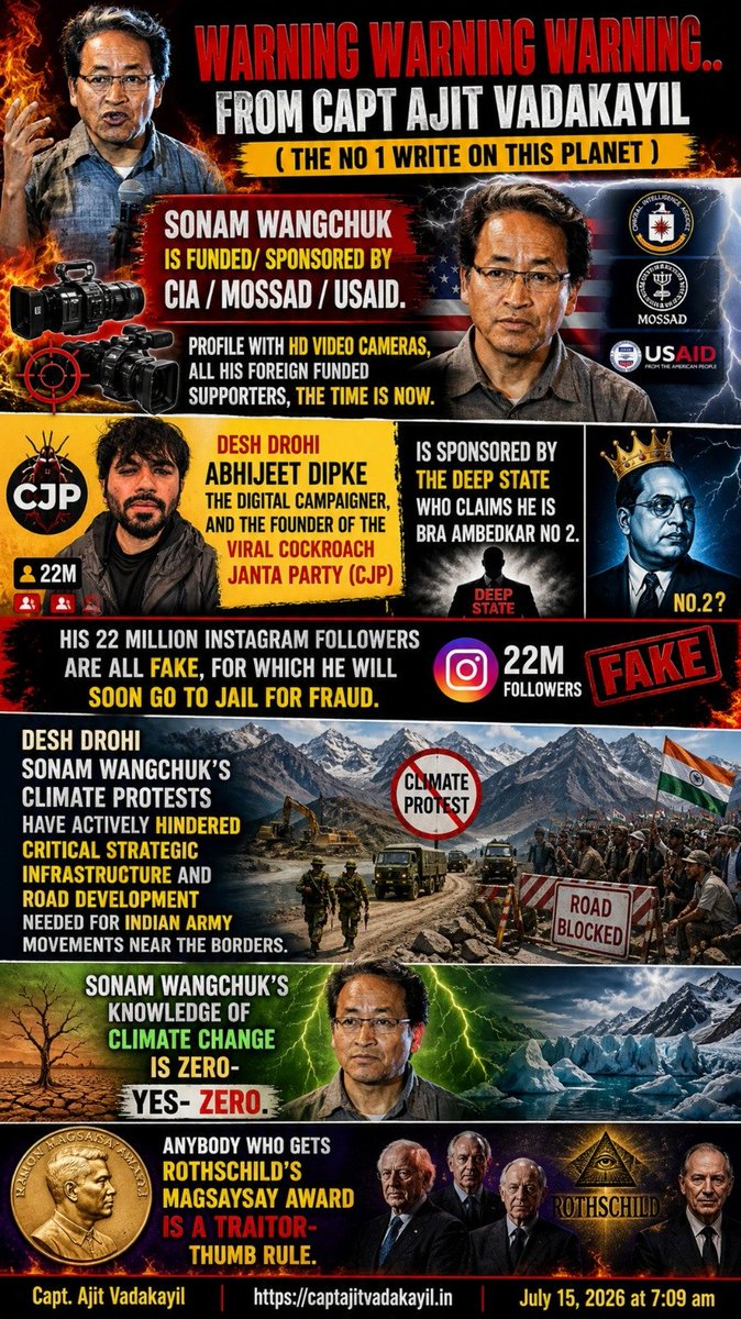 iamswapnil108's tweet photo. @dhruv_rathee Magsaysay award winners are never Pro India. Wangchuk is a traitor. https://t.co/jjpzKTNU83