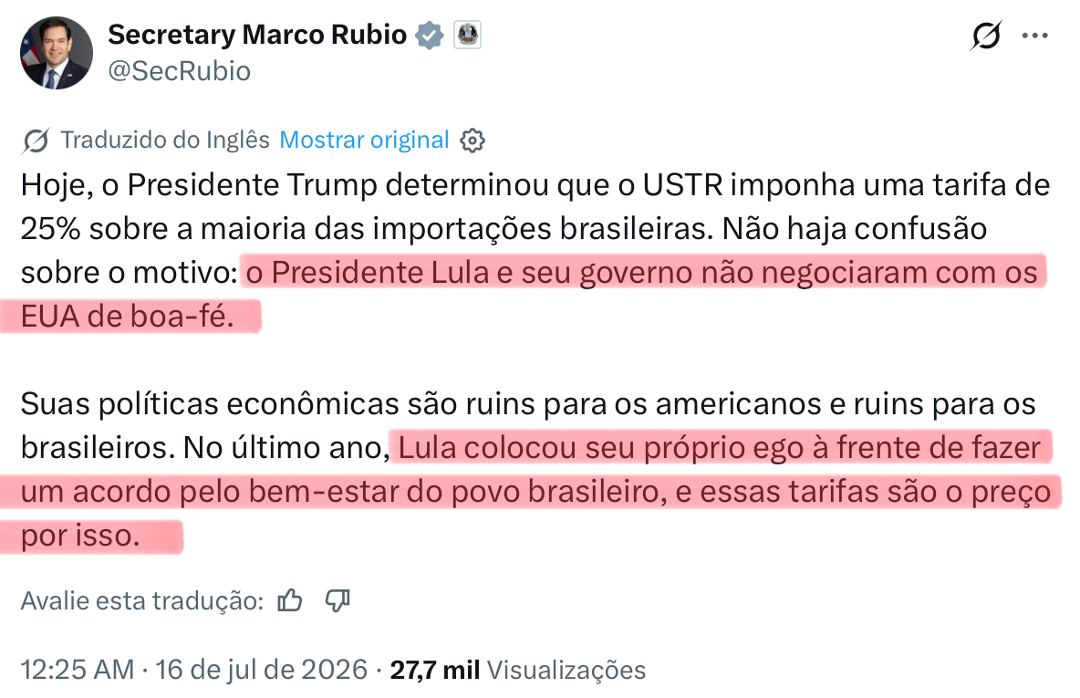 FelipeCostaBR97's tweet photo. @LulaOficial Você joga a culpa na família Bolsonaro sempre que dá BO, né?   

Não adianta, Lula: a culpa é sua! https://t.co/RHFWcz2wPz