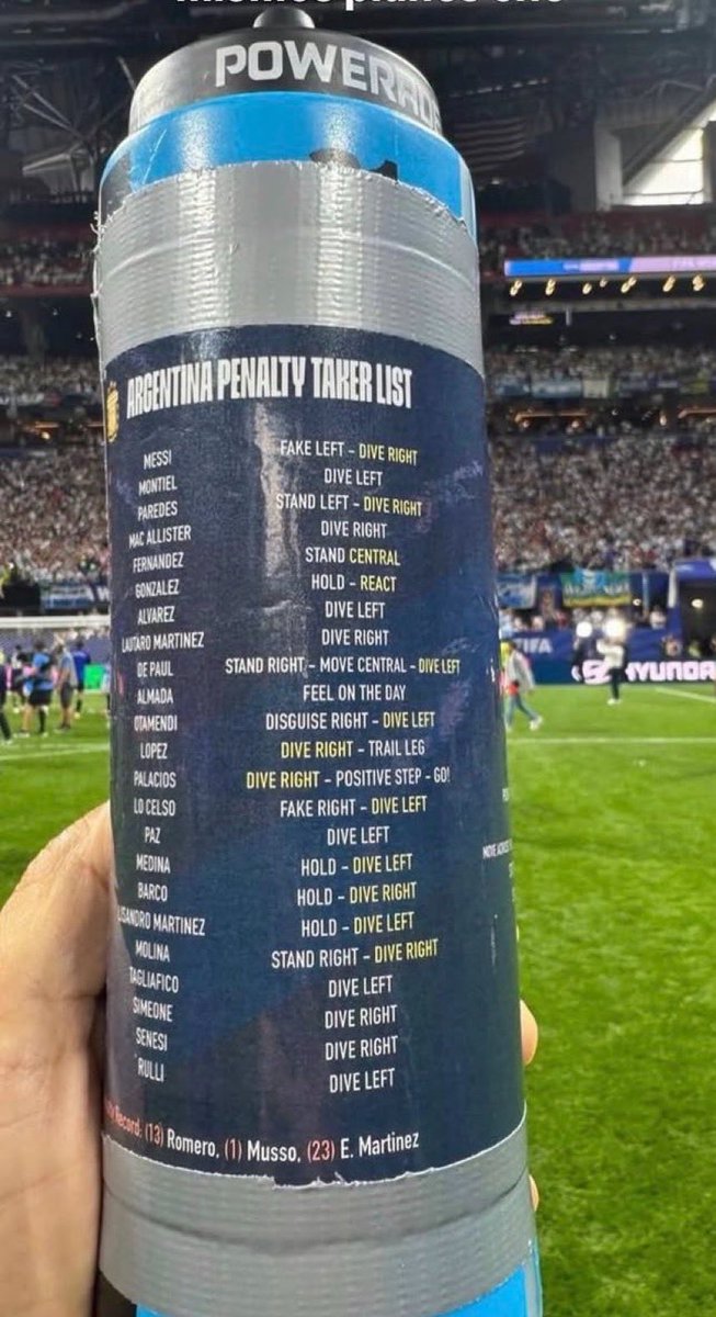 PolymarketSport's tweet photo. 🚨TRENDING: Argentina players found Jordan Pickford’s penalty notes on the water bottle he left behind on the field https://t.co/BrafRxEcHr