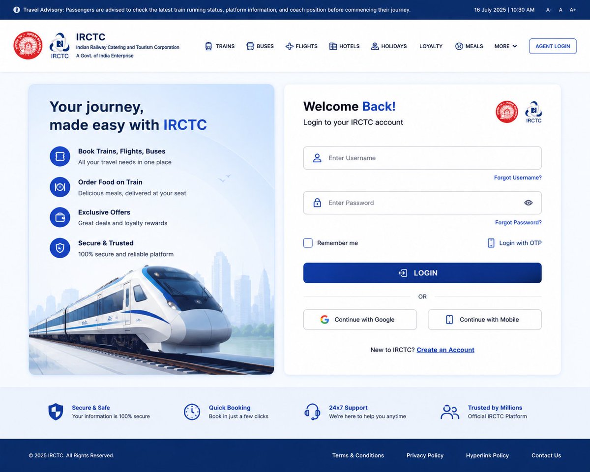 hdungrani8's tweet photo. @IndianTechGuide IRCTC interface need to look like this not what they created. Update interface is like develope by Collage Student Project. https://t.co/7jNzxBZFuH
