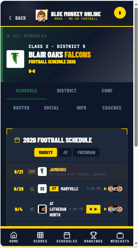 BrianSandbothe's tweet photo. All 353 football high school schedules have been computed into the system with live score capabilities, over 600 video and radio broadcasts are connected and growing as more broadcasters release their schedules.  Tweets are now connected to school pages. @MoScoreboardGuy https://t.co/20iuSiL8pq