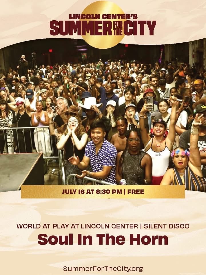 peacebisquit's tweet photo. JOIN US✨7/16 at @LincolnCenter 
for WORLD CLUB❗🎧🙌🏽⚽
and @soulinthehorn 
w/ @natashadiggs + #DProsper 🪩
8:30pm
10pm Silent Disco w/ @LucyEuclid 
🎧 https://t.co/3M4nBxiU0b
▪️Curated by  Bill Coleman 
for @peacebisquit https://t.co/fH4sqPARWS