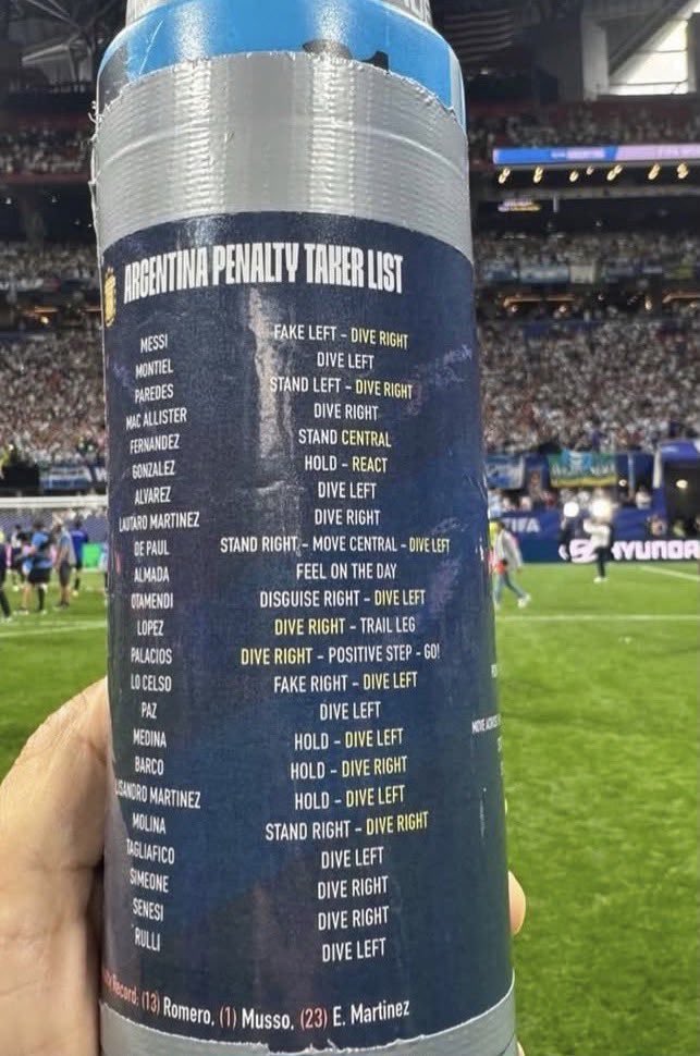 Yubbie007's tweet photo. Argentina players FOUND OUT Pickford's water bottle in case the semifinal ended in a penalty shootout.😂🤣🤣😂🤣🤣😆🤣 https://t.co/XnqmETXSde