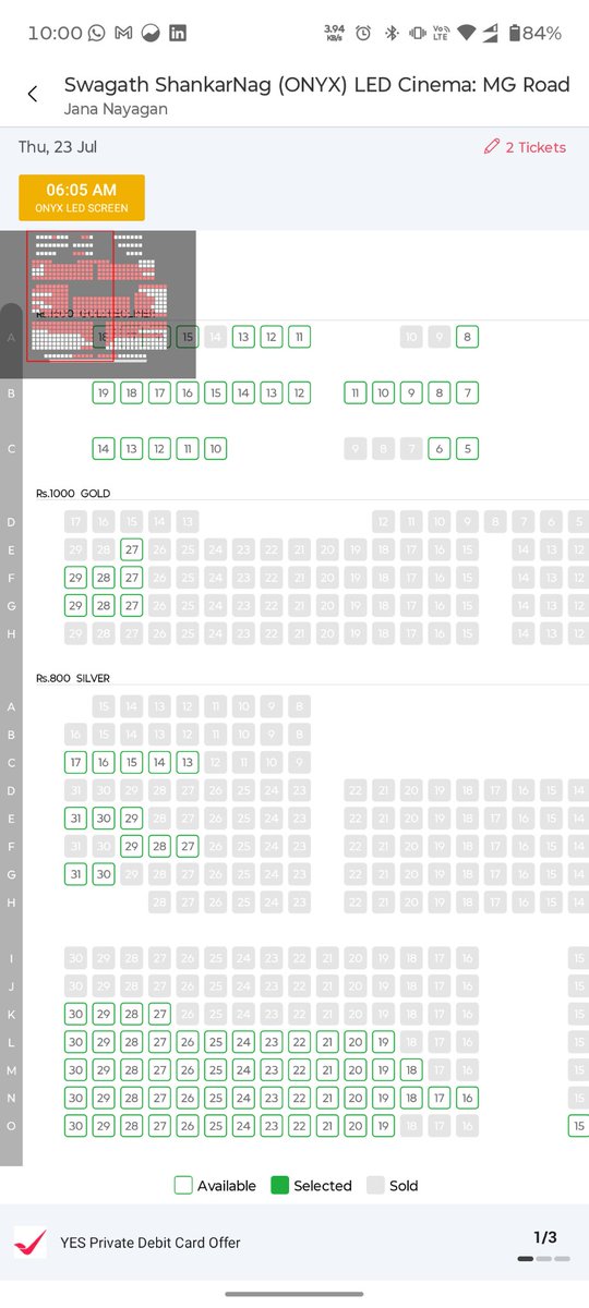 __VijayFanatic's tweet photo. Swagath Shankarnag bookings opened in Bengaluru 🔥❤️‍🔥

Ticket price starting from 800,1000 and 1600🫪

Almost sold out in 2minutes🤌

#BengaluruBookings #JanaNayagan
#JanaNayaganInBengaluru https://t.co/Qh1UDKOpk2