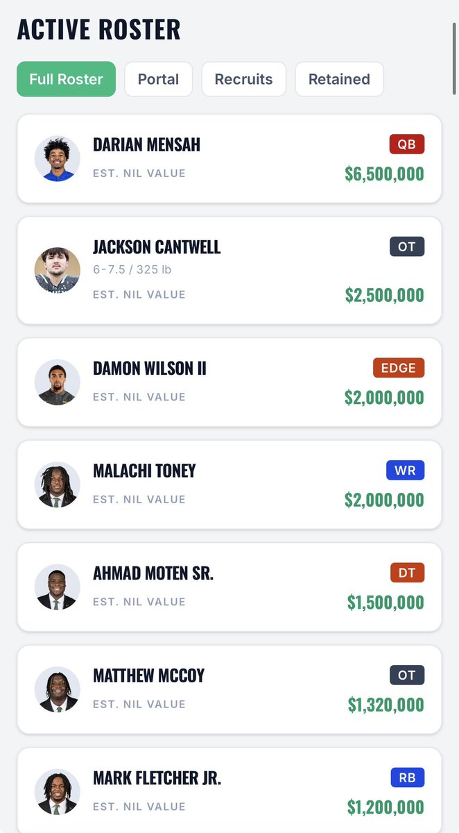 Metaleka_'s tweet photo. Darian Mensah and Dante Moore are the two HIGHEST paid QBs in college football. 

Miami and Oregon and loafing out some fat cash this season. 💸💸💸 https://t.co/KGFkbeiTjt