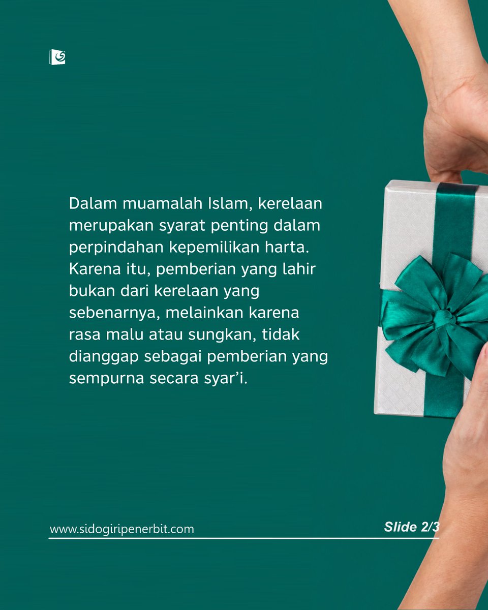 sidogiripnerbit's tweet photo. Suka todong temen buat traktir di depan orang banyak? Wah, hati-hati ya! Menurut Imam al-Ghazali, kalau orang lain ngasih cuma karena malu, hukumnya bisa seperti ghasab (perampasan).

#SidogiriPenerbit #Memberi https://t.co/Mu3BcO48vv