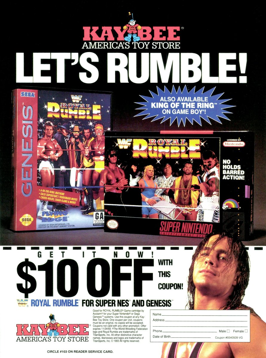 WWFWrestling1's tweet photo. $10 off WWF Royal Rumble for Super NES and Genesis! Let's Rumble! #WWF #WWE #Wrestling #Kaybee #RoyalRumble https://t.co/i0kB6BYxfj