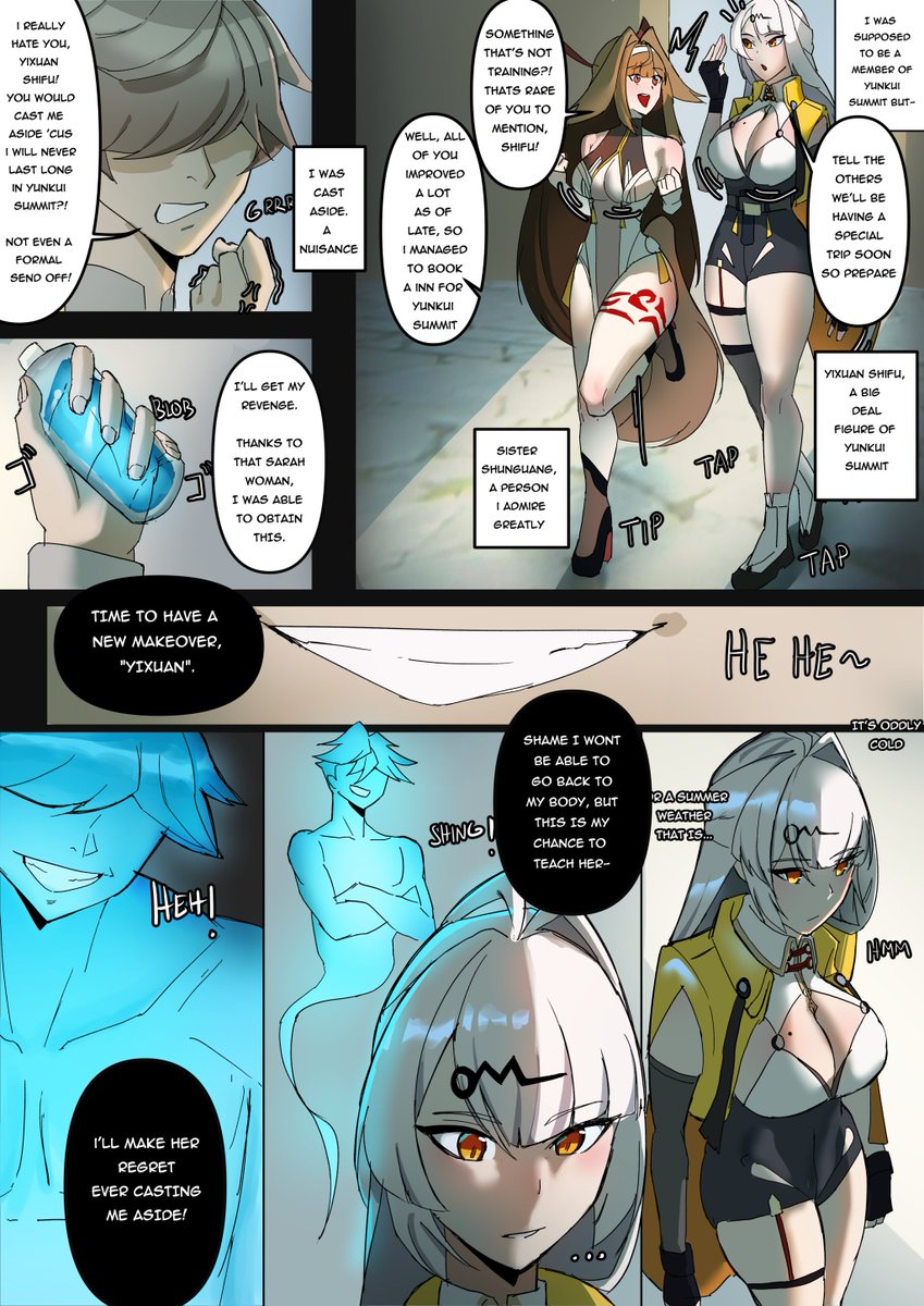 AnataNandayo1's tweet photo. After being rejected from training ever again from Yunkui Summit, Our Protagonist obtains a special fluid from Sarah which would help him in getting revenge against his former Shifu, Yixuan. The juice in question? Something that will change Yunkui Summit forever.

#TSF #ゼンレスゾーンゼロ #ZenlessZoneZero #zzz #possession #乗っ取り #憑依 #Yixuan #zzzero #イーシェン #葉瞬光 #YeShunguang

Thank you to my friend “@Flamey_Reil"