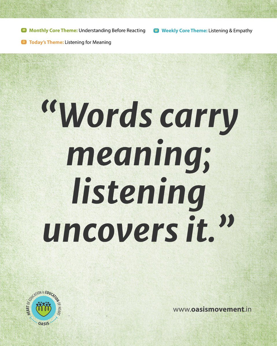OasisMovement's tweet photo. 🌿 DAY 16 — Listening for Meaning
Today’s challenge:
Instead of only hearing words, ask yourself:
“What is this person really trying to communicate?”
The deepest conversations begin when we listen beneath the surface.

🎥 Marshall Rosenberg on Empathic Listening:
https://t.co/EtsUs8Sw2Y

#OasisMovement #Listening #Empathy #ReflectiveListening #Communication #LifeSkills #EmotionalIntelligence