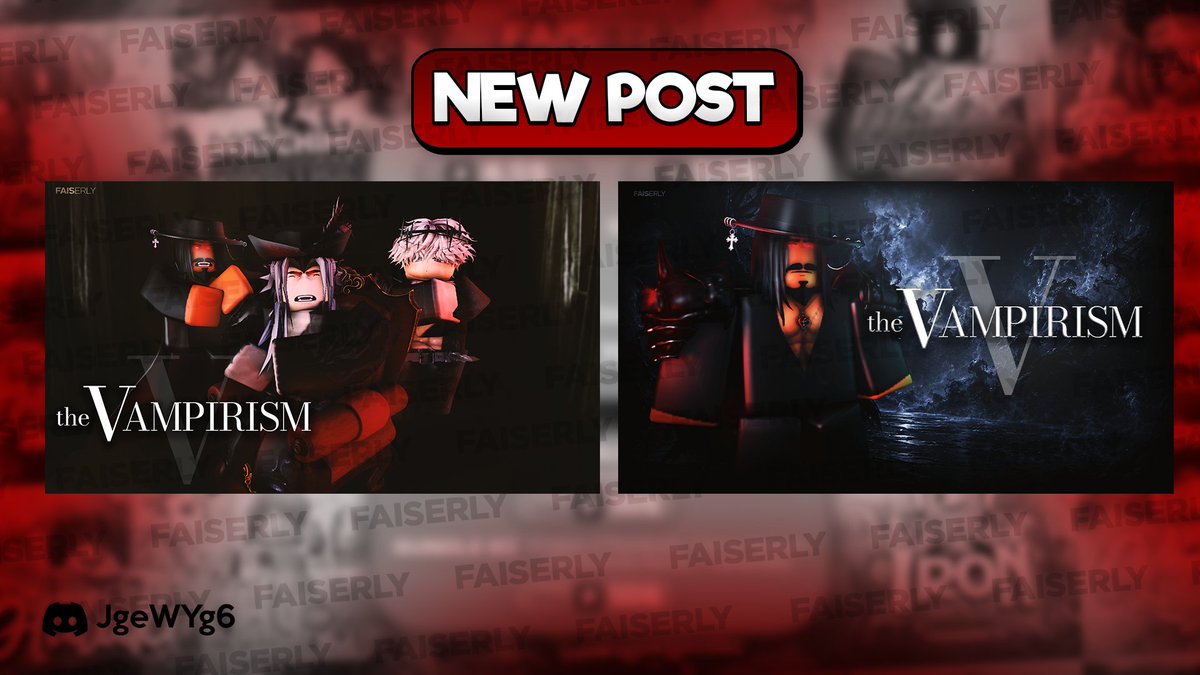 faiserlyGFX's tweet photo. 🧛‍♀️ Made a commission for "The Vampirism"! It's a game about Vampires, and other mythical creatures! Thanks for ordering! 🙏

❤️+🔄️are appreciated!

  -- #RobloxGFX #GFX #RobloxArt #Art #RobloxDev #Developer #CheapGFX #CheapArt #ForHire #Dev #Artist #FastGFX #Roblox #RBLX https://t.co/CDygd99Gqq