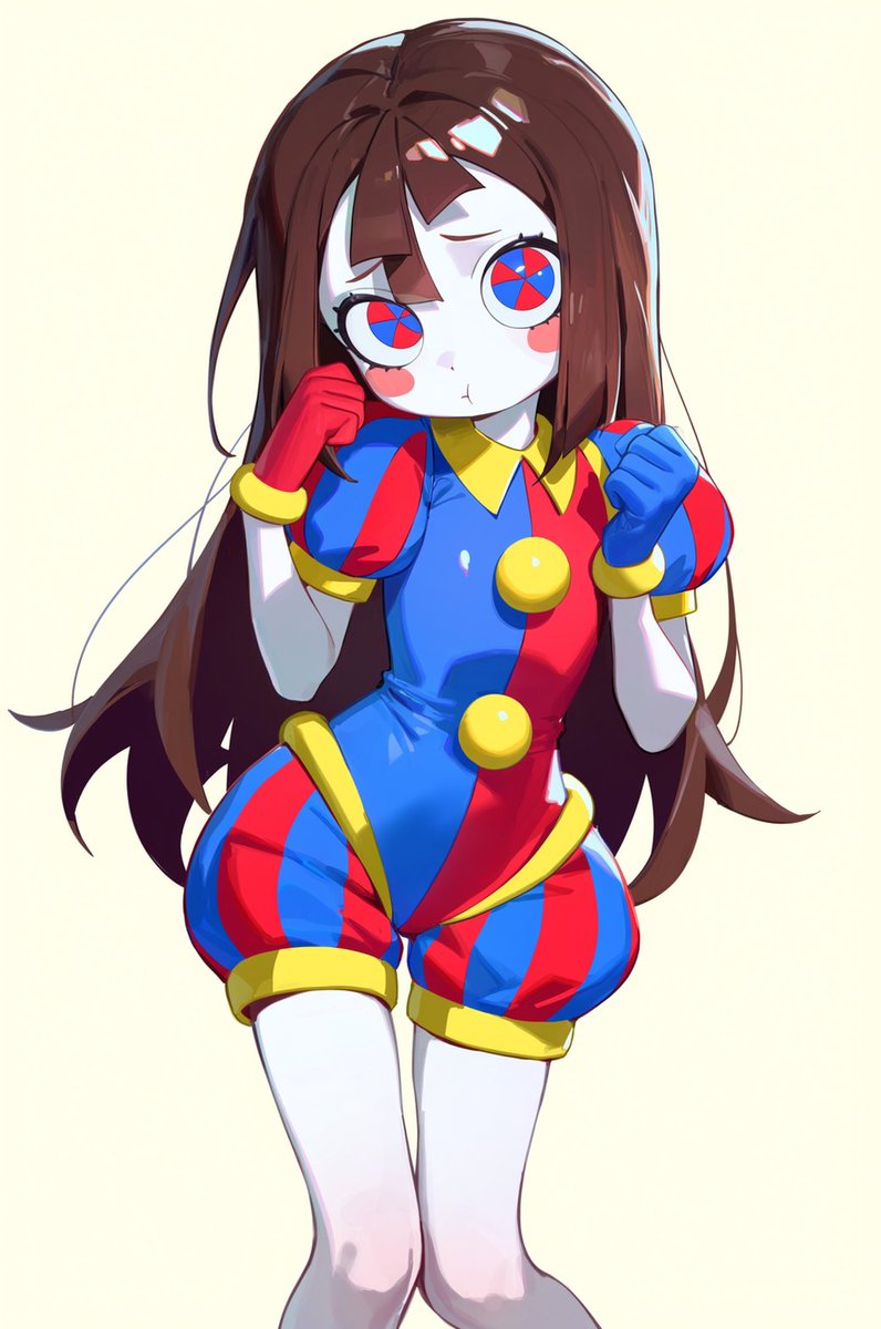 Crocnest's tweet photo. Long-haired Pomni #Pomni https://t.co/p18XbcNIOb