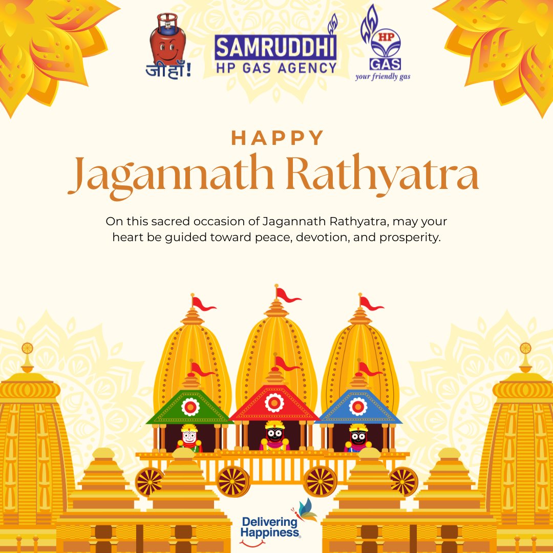 SamruddhiHpGas's tweet photo. 🚩 Jai Jagannath

May Lord Jagannath bless every home with happiness, good health, prosperity, and peace.

Wishing everyone a joyful and blessed Jagannath Rath Yatra.

🙏 Happy Rath Yatra

— Team Samruddhi HP Gas Agency

#JaiJagannath #RathYatra #JagannathRathYatra #HPGas #Surat #samruddhihpgas #samruddhimitra #hpcl 

@HPCL @HPGAS_HQO  @Haziralpgro