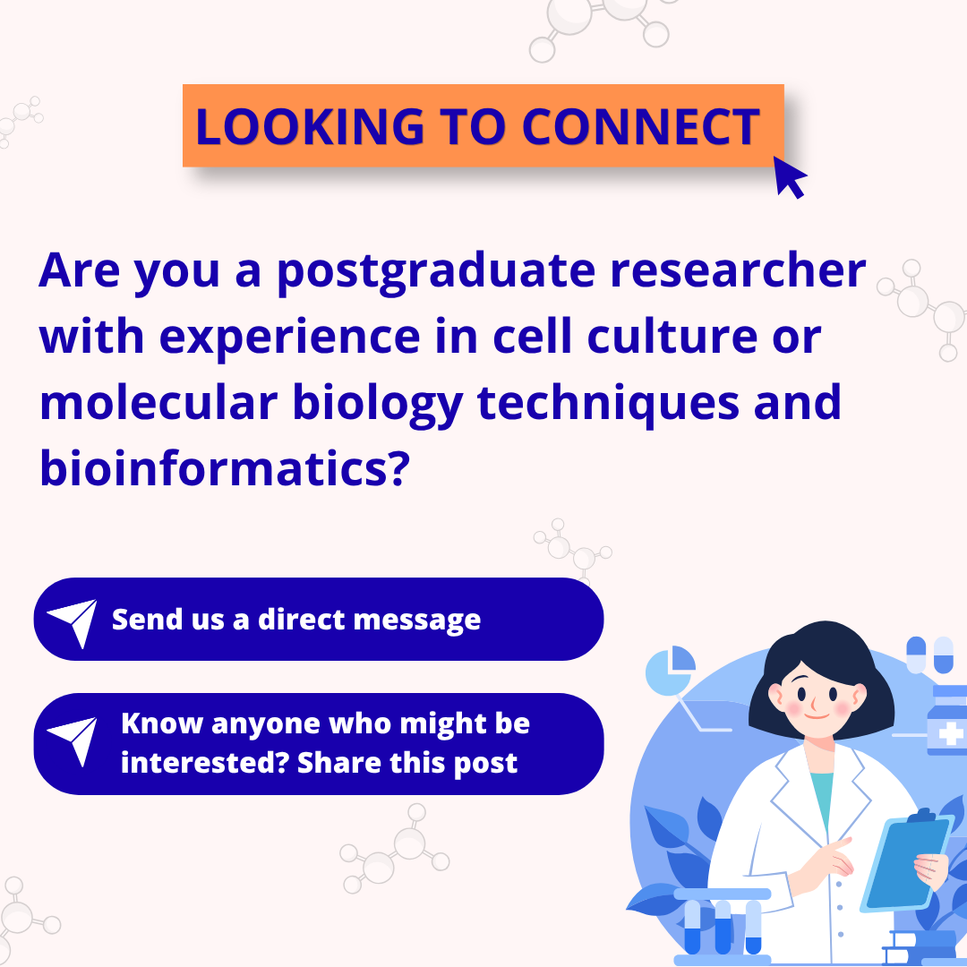 bicnirrh's tweet photo. 📢 We're looking to connect with experienced postgraduate researchers in cell culture, molecular biology, and bioinformatics. Send us a message! https://t.co/MErMoQvJDS