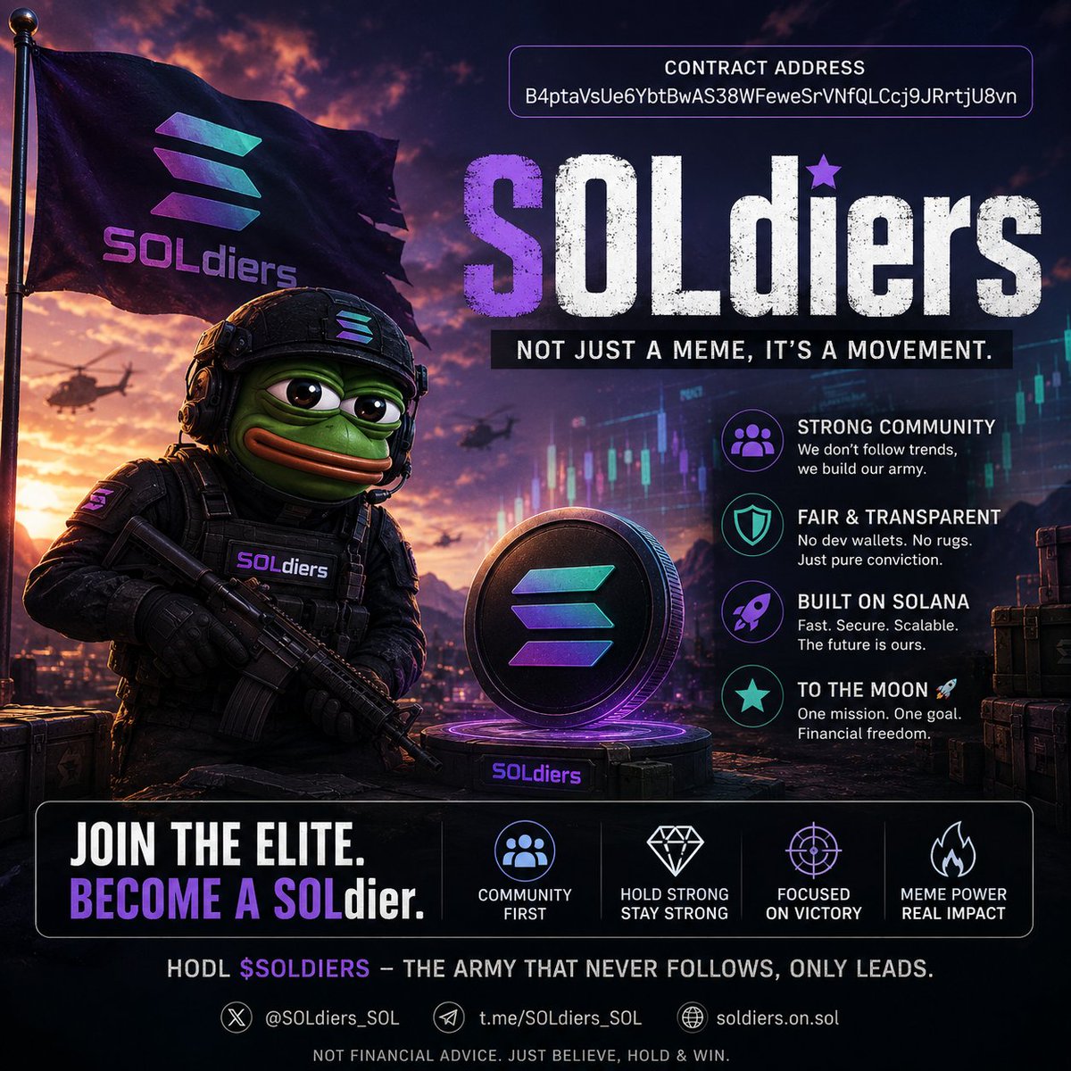 miss__sniper's tweet photo. 🚨 A new army is forming.
Most people will notice $SOLdiers only after it's already trending.
The early ones don't chase pumps. They find communities before the crowd.
🪖 Join the SOLdiers.
Token: $SOLdiers
@CA: B4ptaVsUe6YbtBwAS38WFeweSrVNfQLCcj9JRrtjU8vn
Who's already in? 👇 https://t.co/RoYXYXGmbV