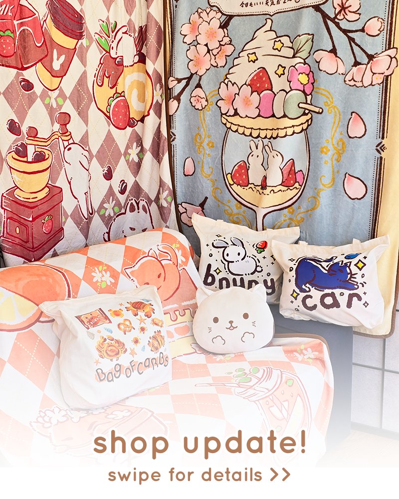 ahchouxcafe's tweet photo. when is the last time i did an update 🫠

added new items! super happy how the cherry blossom bunny blanket turned out :D

really glad to see that y'all like my mini prints at cons, so they've been added as well 🥰

https://t.co/oWsyPpnjNs or link in bio!

#cuteanimalart #ahchoux https://t.co/pstFSkBFa5