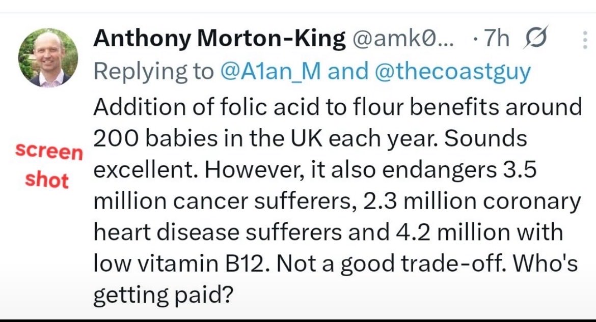CherylGrainger4's tweet photo. Perspective on this.
The chemical folic acid is not the same as folate and brings problems for millions. https://t.co/jPehs4nMxf