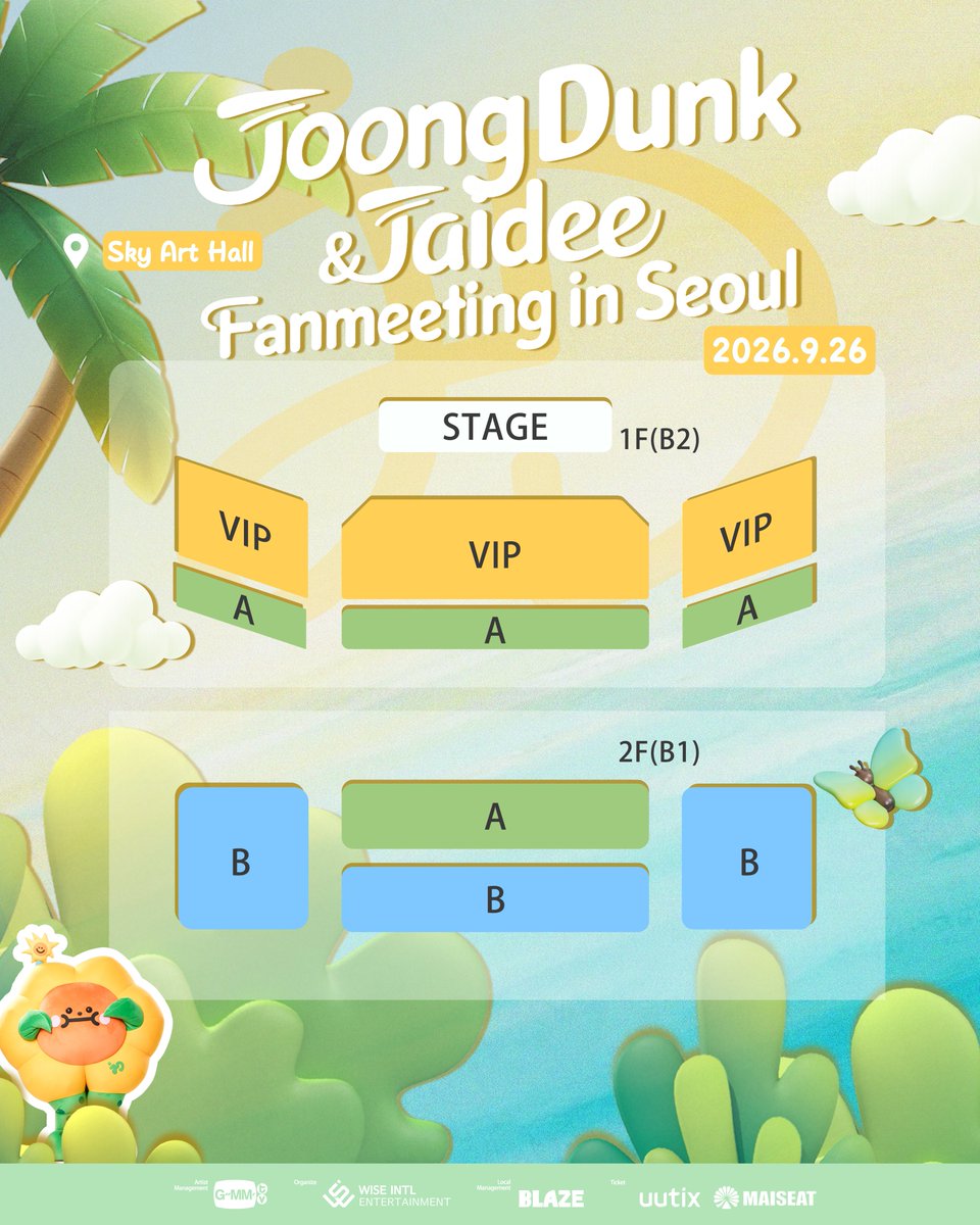 GMMTV's tweet photo. JoongDunk, together with Jaidee, will gather in Seoul under the bright full moon for a tender and healing offline rendezvous. Special stages, close-up interactions, and mysterious surprises await you!

🗓️날짜: 2026년 9월 26일 (토)
📍 장소: 스카이아트홀
🎫 티켓 플랫폼: MAISEAT & UUTIX
MAISEAT:https://t.co/JQX7nUhpH7
UUTIX:https://t.co/Wv3ut7s5qW

자세한 티켓 오픈 일정과 규칙은 당사 공식 SNS @wise_intl_ent  를 통해 확인해 주시기 바랍니다.

🗓️ Date: 26 September 2026 (SAT)
📍 Venue: SKY ART HALL
🎫 Ticket Platforms: MAISEAT & UUTIX
MAISEAT: https://t.co/JQX7nUhpH7
UUTIX: https://t.co/Wv3ut7s5qW

Stay tuned to our official social media @wise_intl_ent for ticketing schedule and detailed rules.

#JDJaideeFMinSeoul @ChenRcj @dunknatachai @jaidee__GMMTV 
#GMMTV
