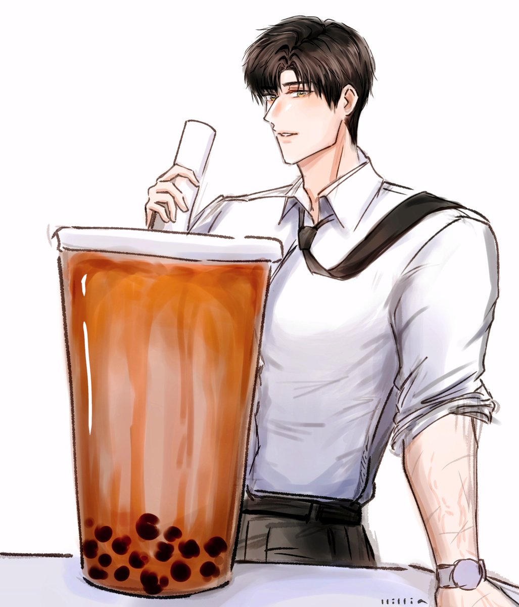 llillia__'s tweet photo. Biblically accurate Zayne's daily dose of boba tea https://t.co/sFou9oe20q