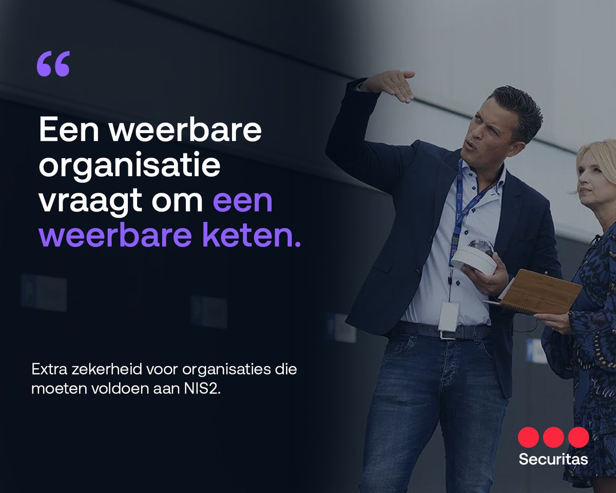 Securitas_NL's tweet photo. 𝗩𝗲𝗶𝗹𝗶𝗴𝗵𝗲𝗶𝗱 𝘀𝘁𝗼𝗽𝘁 𝗻𝗶𝗲𝘁 𝗯𝗶𝗷 𝘂𝘄 𝗲𝗶𝗴𝗲𝗻 𝗼𝗿𝗴𝗮𝗻𝗶𝘀𝗮𝘁𝗶𝗲.
NIS2 vraagt ook aandacht voor de partijen waarmee u samenwerkt. Lees welke 10 zorgplichtmaatregelen organisaties helpen om voorbereid te zijn.

🔗 https://t.co/8Bvgfy6eGH

#NIS2 #Beveiliging https://t.co/bP8HcFu5hb