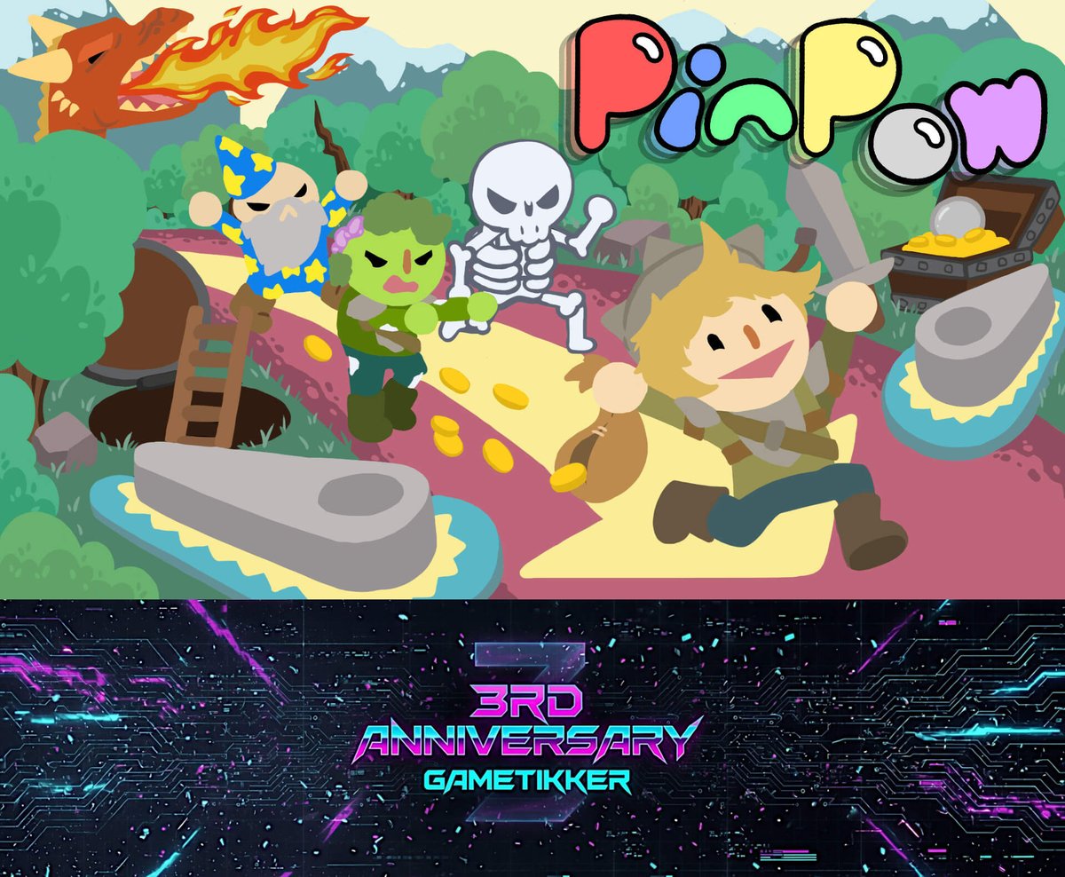 GameTikker's tweet photo. ๐น๏ธ 3rd Anniversary Spotlight ๐น๏ธ
Check out PINPOW by @ShroudySoftware a turn-based roguelike pinball RPG.
Official Steampage:
https://t.co/ijWwEuxfR1
Battle through chaotic dungeons and defeat the evil Pinball Wizard.
#GameTikker #Anniversary #IndieGame #Gaming #Steam #PinPow https://t.co/z8qmdTYqmO