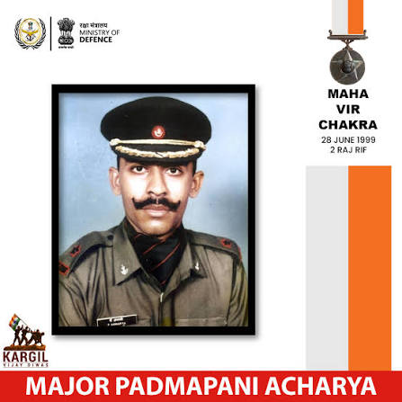NetramDefence's tweet photo. 12/14
Major Padmapani Acharya, MVC (Posthumous) - 2 Rajputana Rifles

In late June 1999, following the successful recapture of Tololing Top, the 2nd Battalion, Rajputana Rifles (2 Raj Rif) was assigned its next critical objective in the Drass sector: the Black Rock Complex. Within this complex lay a heavily fortified feature known as Knoll. This elevated position allowed enemy forces to maintain a dominating line of sight and direct highly accurate artillery fire onto Indian supply routes and advancing troops.

Major Padmapani Acharya was tasked with commanding 'A' Company for this pivotal assault on the night of June 28, 1999.

The approach to Knoll was treacherous, requiring a steep vertical climb along a narrow, razor-sharp ridge completely devoid of any natural cover. The enemy had fortified the position extensively, utilizing minefields and establishing mutually supporting machine-gun posts to create an impenetrable wall of suppressive fire.

As the assault commenced under the cover of darkness, the leading platoon of 'A' Company encountered intense artillery shelling and heavy automatic fire. The sheer volume of incoming fire stalled the initial advance, resulting in heavy casualties and threatening to derail the battalion's operational timeline on the exposed slope.

Recognizing that a stalled offensive would lead to further attrition on the mountainside, Major Acharya took immediate tactical control of the situation to break the deadlock.

Leading the Reserve: With absolute disregard for his personal safety, he mobilized his reserve platoon and led them directly through the raining artillery shells and enemy fire to reinforce the stalled advance.
Sustaining Injuries: As he encouraged his men and pressed the charge up the steep rock face, Major Acharya sustained grievous injuries from the heavy barrage.
The Final Push: Despite being severely wounded and heavily bleeding, he categorically refused to be evacuated or to stall the momentum of the attack. Realizing he was physically unable to advance further, he ordered his men to leave him behind and continue the final charge toward the fortifications.

While his men surged forward, Major Acharya provided critical covering fire from his exposed position. Crawling toward the enemy perimeter despite his extensive wounds, he lobbed grenades into the immediate enemy bunkers, neutralizing the forward line of defense.

Spurred by the tactical aggression, clear directives, and sacrifice of their company commander, the remaining troops of 'A' Company overran the positions and successfully captured the Knoll feature. Major Padmapani Acharya succumbed to his injuries on the battlefield shortly after the objective was secured.

His decisive leadership broke the enemy's hold on the Black Rock Complex, paving the way for the complete recapture of the Tololing ridge line. For his exceptional courage, inspirational leadership, and supreme sacrifice in the face of overwhelming odds, Major Padmapani Acharya was posthumously awarded the Maha Vir Chakra (MVC), India's second-highest wartime military decoration.