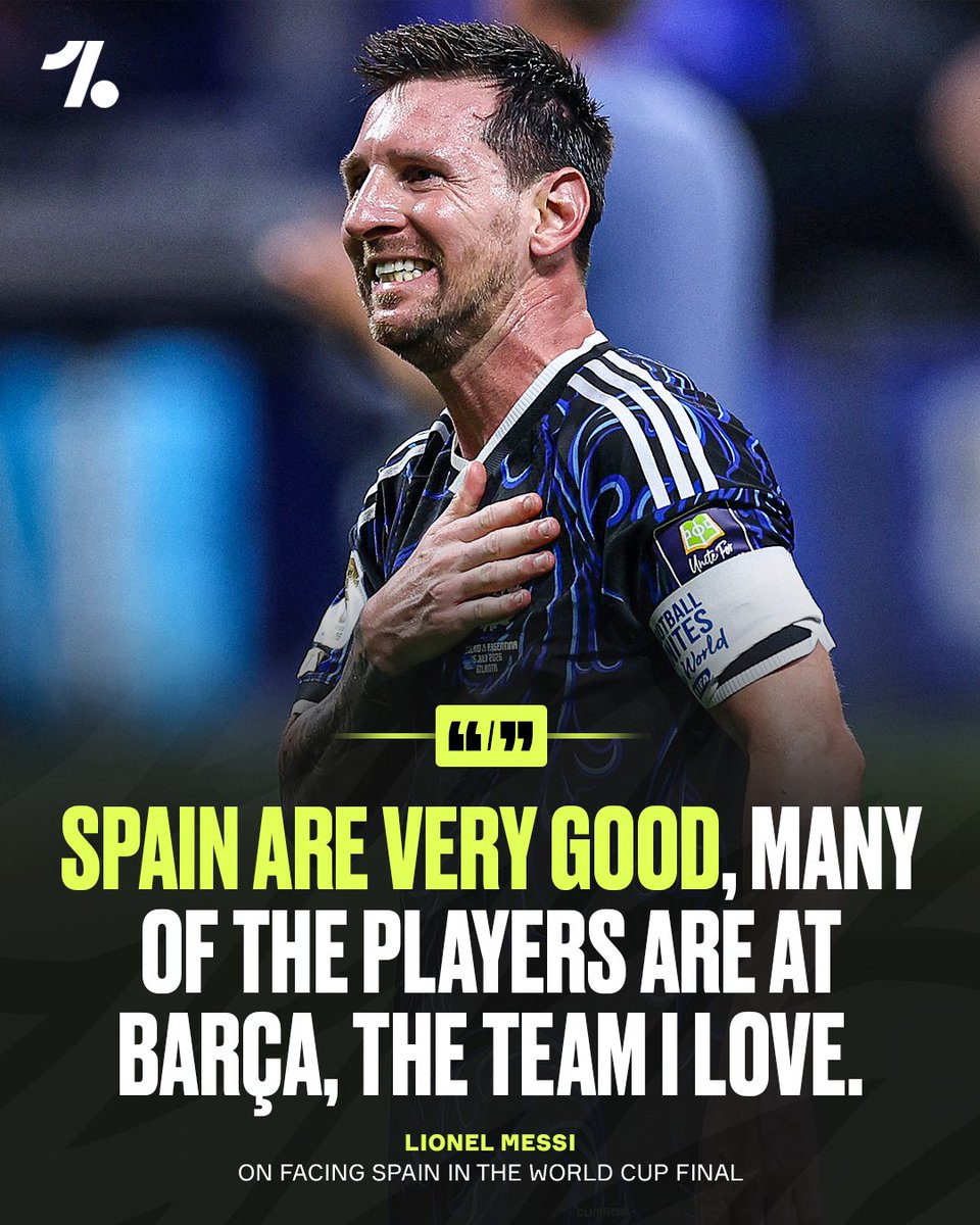 OneFootball's tweet photo. This one is going to mean everything to Lionel Messi, the country he hails from vs his adopted home 🇦🇷⚔️🇪🇸

🗣️ "It will be a very difficult match." 🤝 https://t.co/MkG5CKkMeK
